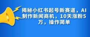 揭秘小红书起号新赛道，AI制作新闻商机，10天涨粉1万，操作简单-简创项目网