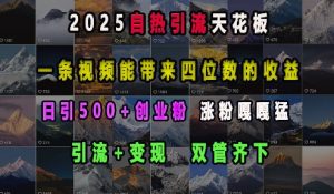 2025自热引流天花板,一条视频能带来四位数的收益,引流+变现双管齐下,日引500+创业粉,涨粉嘎嘎猛-简创项目网