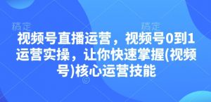 视频号直播运营，视频号0到1运营实操，让你快速掌握(视频号)核心运营技能-简创项目网