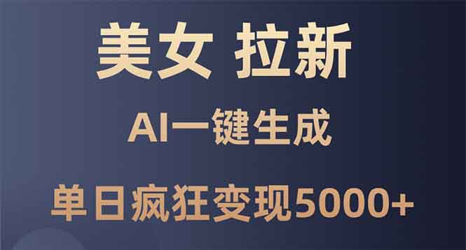 美女暴力拉新，通过AI一键生成，单日疯狂变现5000+，纯小白一学就会！-简创项目网