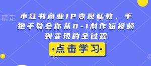 小红书商业IP变现私教，手把手教会你从0-1制作短视频到变现的全过程-简创项目网