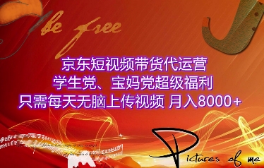 京东短视频带货代运营，学生党、宝妈党超级福利，只需每天无脑上传视频，月入8000+【仅揭秘】-简创项目网