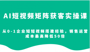 AI短视频矩阵获客实操课，从0-1企业短短视频搭建经验，销售运营成本最高降低50倍-简创项目网