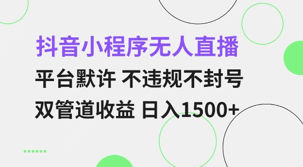 抖音小程序无人直播 平台默许 不违规不封号 双管道收益 日入多张 小白也能轻松操作【仅揭秘】-简创项目网