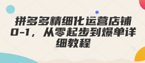 拼多多精细化运营店铺0-1，从零起步到爆单详细教程-简创项目网
