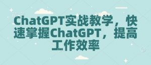 ChatGPT实战教学，快速掌握ChatGPT，提高工作效率-简创项目网