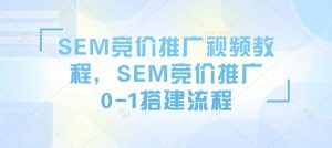 SEM竞价推广视频教程，SEM竞价推广0-1搭建流程-简创项目网