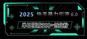 2025年快手6.0保姆级教程震撼来袭，单日狂吸300+精准创业粉-简创项目网