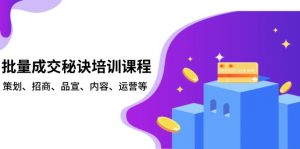 批量成交秘诀培训课程，策划、招商、品宣、内容、运营等-简创项目网