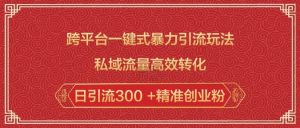 跨平台一键式暴力引流玩法,私域流量高效转化日引流300 +精准创业粉-简创项目网