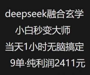 抖音小红书deepseek融合玄学，纯小白秒变大师，当天1小时无脑搞定9单，纯利润上千-简创项目网