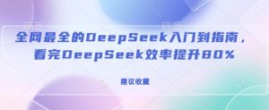 全网最全的DeepSeek入门到指南，看完DeepSeek效率提升80%(建议收藏)-简创项目网