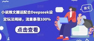 小说推文搬运配合Deepseek设定玩法揭秘，流量暴涨100%-简创项目网