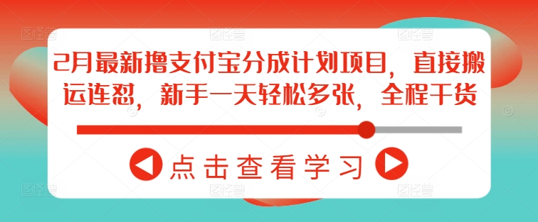 2月最新撸支付宝分成计划项目，直接搬运连怼，新手一天轻松多张，全程干货-简创项目网
