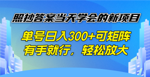 照抄答案当天学会的新项目，单号日入300 +可矩阵，有手就行，轻松放大-简创项目网