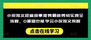 小说推文短篇故事混剪最新剪辑实操全流程，0基础也能学会小说推文教程，肯干多发日入多张-简创项目网