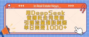 用DeepSeek做哪吒走秀视频，引爆流量涨粉利器，单日变现1k-简创项目网