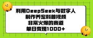 利用DeepSeek与数字人制作养宠科普视频，非常火爆的赛道，单日变现多张-简创项目网