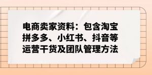 电商卖家资料：包含淘宝、拼多多、小红书、抖音等运营干货及团队管理方法-简创项目网