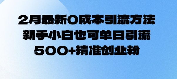 2月最新0成本引流方法，新手小白也可单日引流500+精准创业粉-简创项目网
