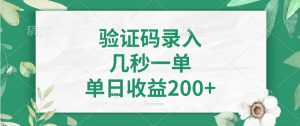 验证码录入，几秒一单，单日收益200+-简创项目网