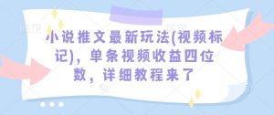 小说推文最新玩法(视频标记)，单条视频收益四位数，详细教程来了-简创项目网