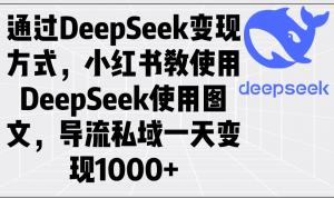通过DeepSeek变现方式，小红书教使用DeepSeek图文，导流私域一天变现1000+-简创项目网