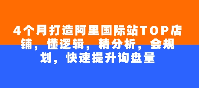4个月打造阿里国际站TOP店铺，懂逻辑，精分析，会规划，快速提升询盘量-简创项目网