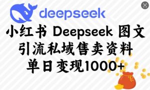 小红书Deepseek图文引流私域售卖资料，单日变现多张-简创项目网