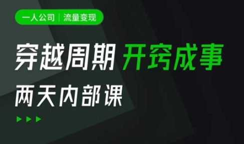 一人公司：流量变现课，一人公司的方法模型拆解， 拆解富人思维，流量思维，小老板思维等-简创项目网