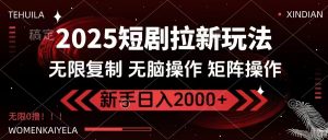 2025短剧拉新玩法，无需注册登录，无限0撸，无脑批量操作日入2000+-简创项目网