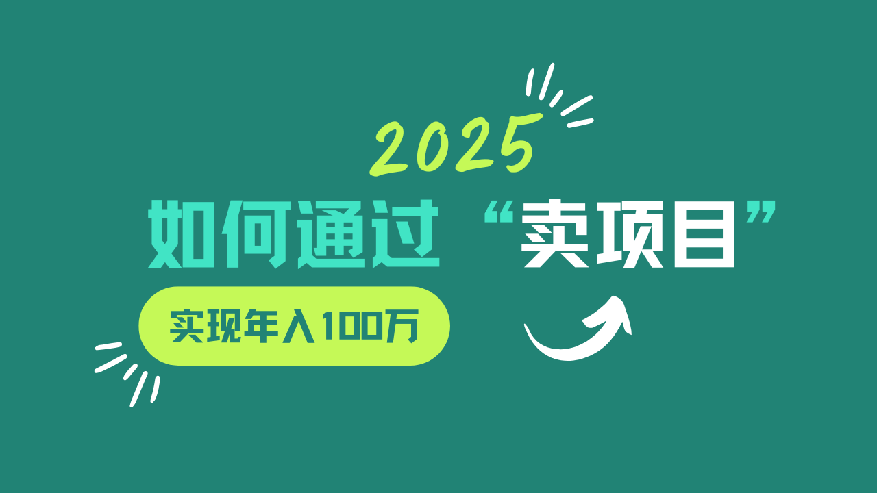 2025年如何通过“卖项目”实现年入100w-简创项目网