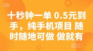 十秒钟一单 0.5元到手，纯手机项目 随时随地可做 做就有-简创项目网
