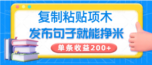 复制粘贴小项目，发布句子就能赚米，单条收益200+-简创项目网