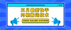 三月最新快手同框搬运技术，无需混剪 条条出爆款 安卓苹果通用-简创项目网
