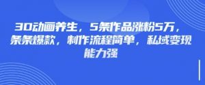 3D动画养生,5条作品涨粉5万,条条爆款,制作流程简单,私域变现能力强-简创项目网