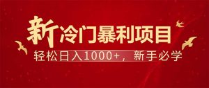 项目名称：每天一小时，轻松到手1000，冷门赚钱项目！-简创项目网