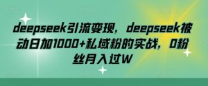 deepseek引流变现，deepseek被动日加1000+私域粉的实战，0粉丝月入过W-简创项目网