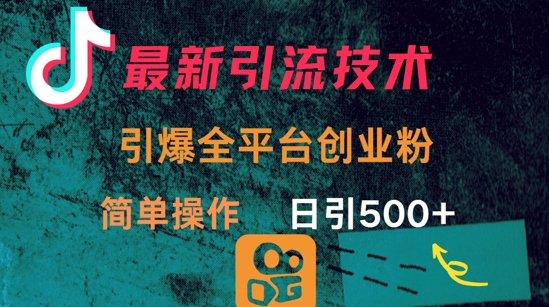 最新引流方法，引爆全平台的一个创业粉，简单操作日引300+-简创项目网