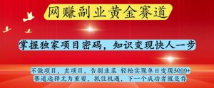 网创副业黄全赛道，掌握独家项目密码，知识变现快人一步，告别韭菜轻松实现单日变现1k+【揭秘】-简创项目网