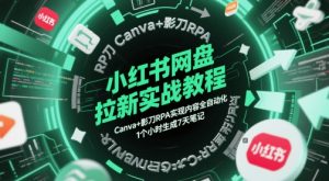 小红书网盘拉新实战教程，Canva+影刀RPA实现内容全自动化，1个小时生成7天笔记-简创项目网