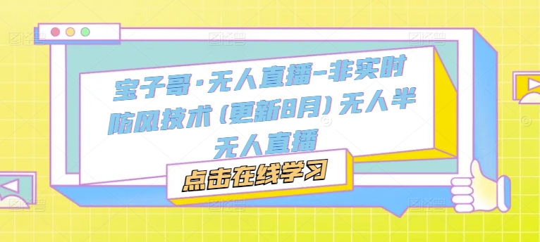 宝子哥·无人直播-非实时防风技术(更新25年5月)无人半无人直播-简创项目网