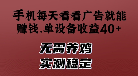 手机每天看看广告就能挣钱，单设备收益40+，无需养鸡，实测稳定【揭秘】-简创项目网
