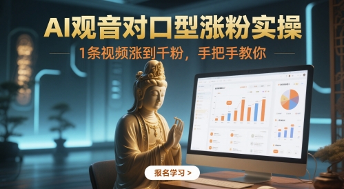 AI观音对口型涨粉实操，1条视频涨到千粉，手把手教你-简创项目网