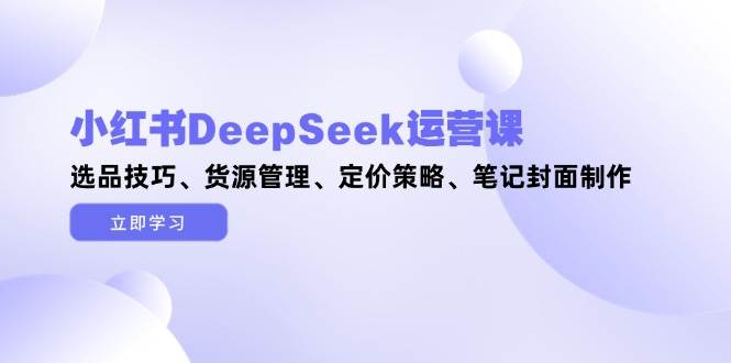 小红书DeepSeek运营课，选品技巧、货源管理、定价策略、笔记封面制作-简创项目网