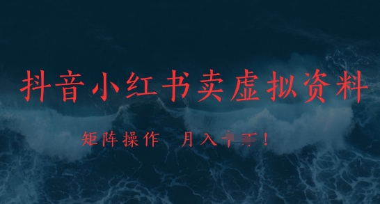 抖音小红书卖虚拟资料，市场需求一直存在，矩阵操作，月入1w+-简创项目网