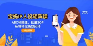 宝妈IP人设矩阵课:ABC号搭建,批量SOP,私域转化高效闭环-简创项目网