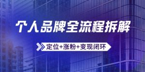 个人品牌全流程拆解：定位+涨粉+变现闭环，微信生态运营与资源整合-简创项目网