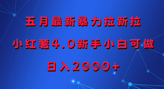 五月最新暴力拉新拉，小红薯4.0新手小白可做，日入多张-简创项目网