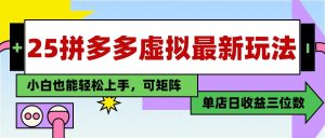 25最新拼多多虚拟电商,单店日入3位数, 小白也能快速上手,保姆级教程-简创项目网
